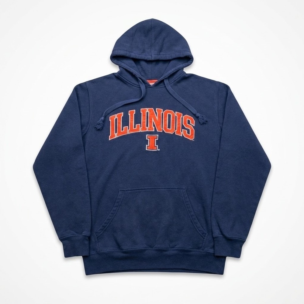 Majestic Section 101 Illinois Fighting Illini Hoodie Navy Blue Mens Small S